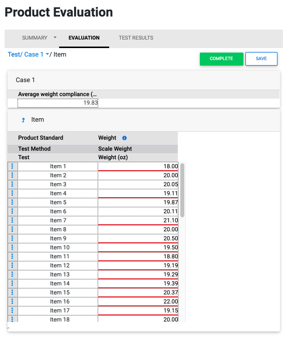 Product Inspection Results Item Level