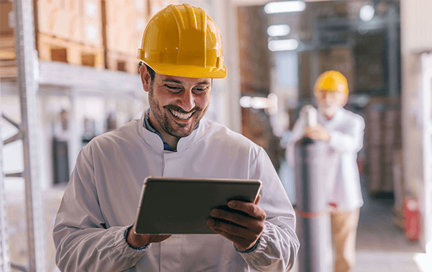Man using CMX1 to perform Facility Audits with Audit Management Software